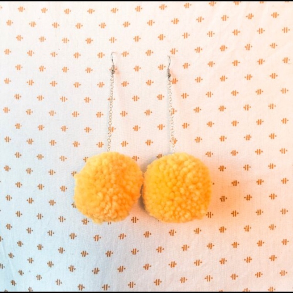Yellow Pom-Pom Earrings